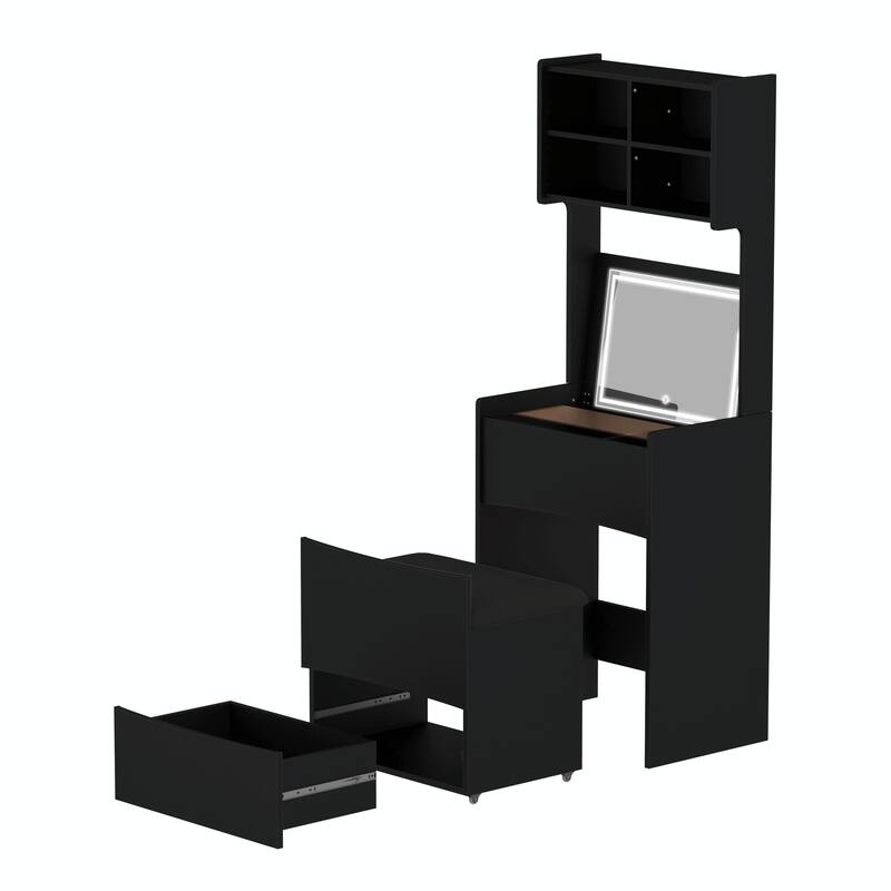 Dressing Table with LED Illuminated Mirror and Storage