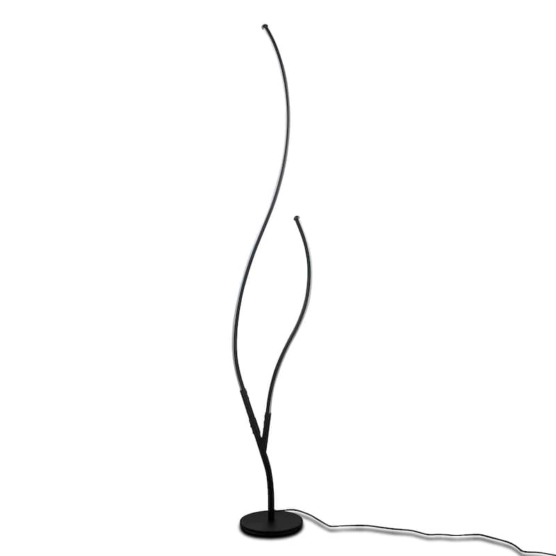 56" Modern Spiral LED Floor Lamp - Black