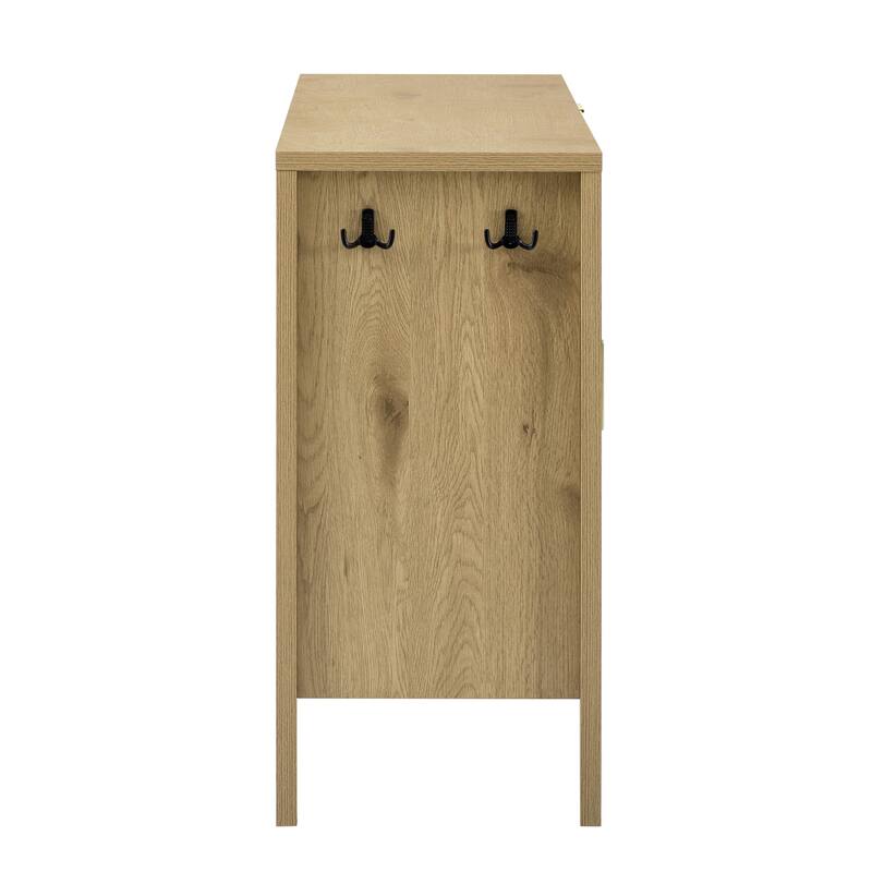 Modern Wave-Pattern Sideboard Large Storage Buffet Cabinet with 3 Drawers and Hooks, for Living Room Entryway, Hallway