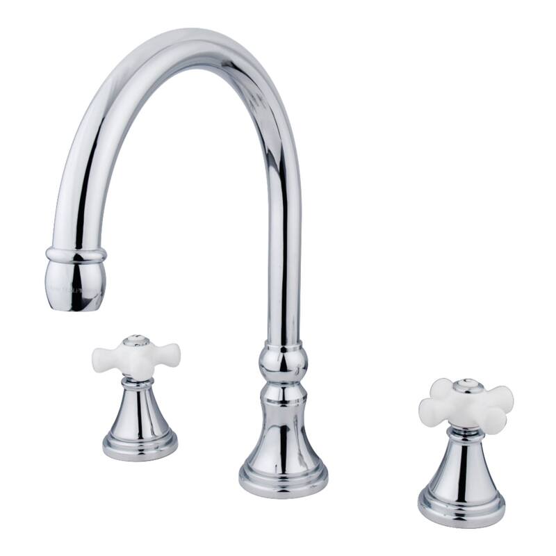 Kingston Brass Governor Widespread Deck Mounted Roman Tub Filler with - Polished Chrome