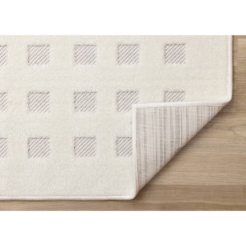 Oslo Collection - Carved Small Squares Checkered Area Rug
