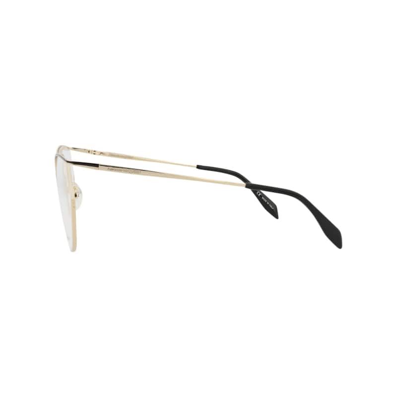 Alexander McQueen Cat Eye-Frame Metal Optical Frames, Transparent Lens, Shiny Light Gold/Black Varnished Frame