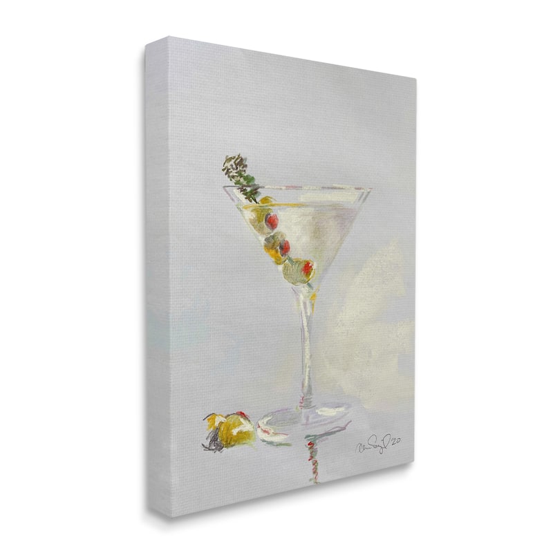 Stupell Olive Martini Glass Cocktail Bar Classic Style Canvas Wall Art
