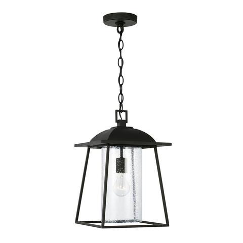 Durham 10.5" 1-light Outdoor Hanging Lantern Pendant w/ Clear Seeded Glass