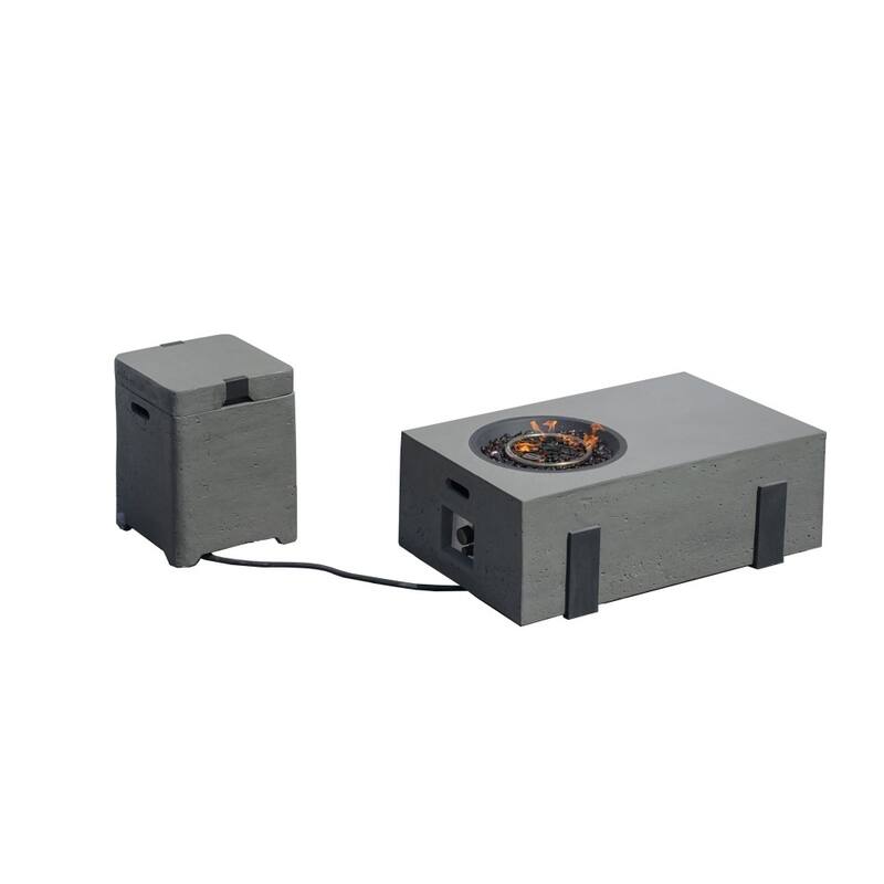 Outdoor Fire Pit Table with Ice Bucket and Gas Side Tank