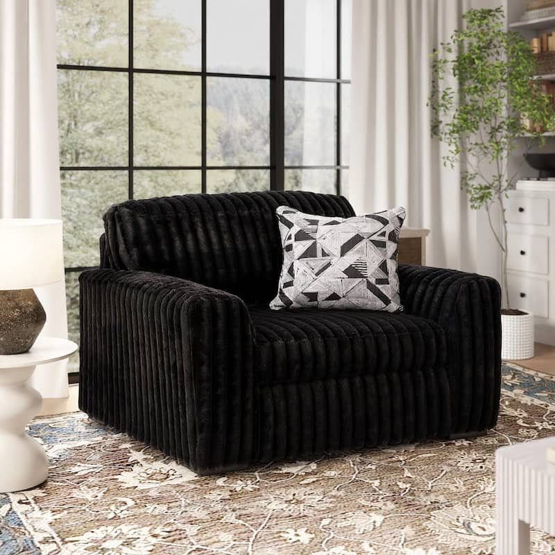 Roundhill Furniture Solenne 3-Piece Living Room Set, Oversized Sofa, Loveseat, and Chair and a Half