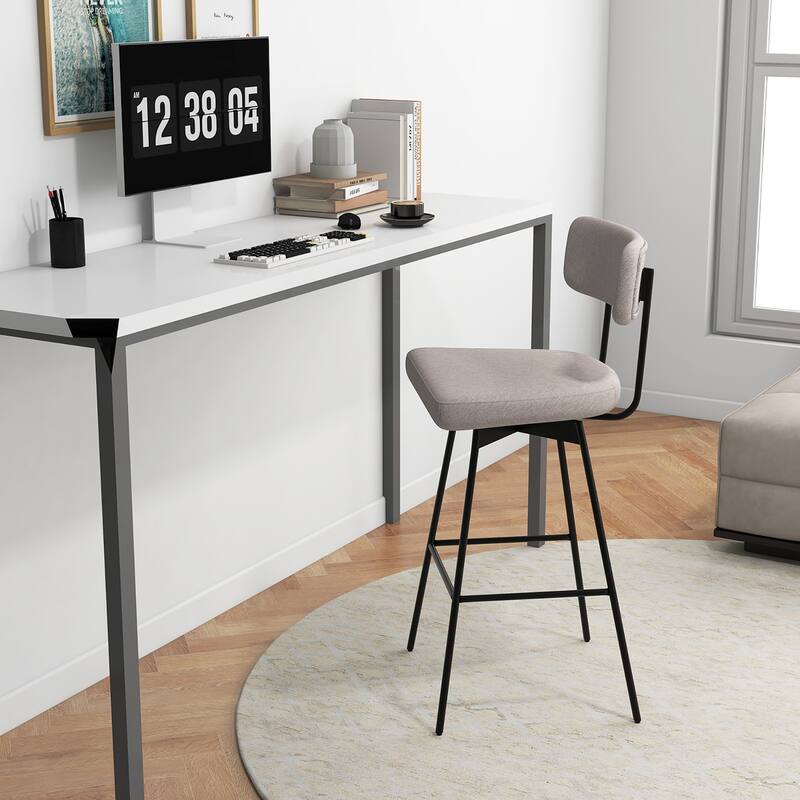 Gymax 2PCS Swivel Bar Stool 29'' Upholstered Bar Height Dining Chair