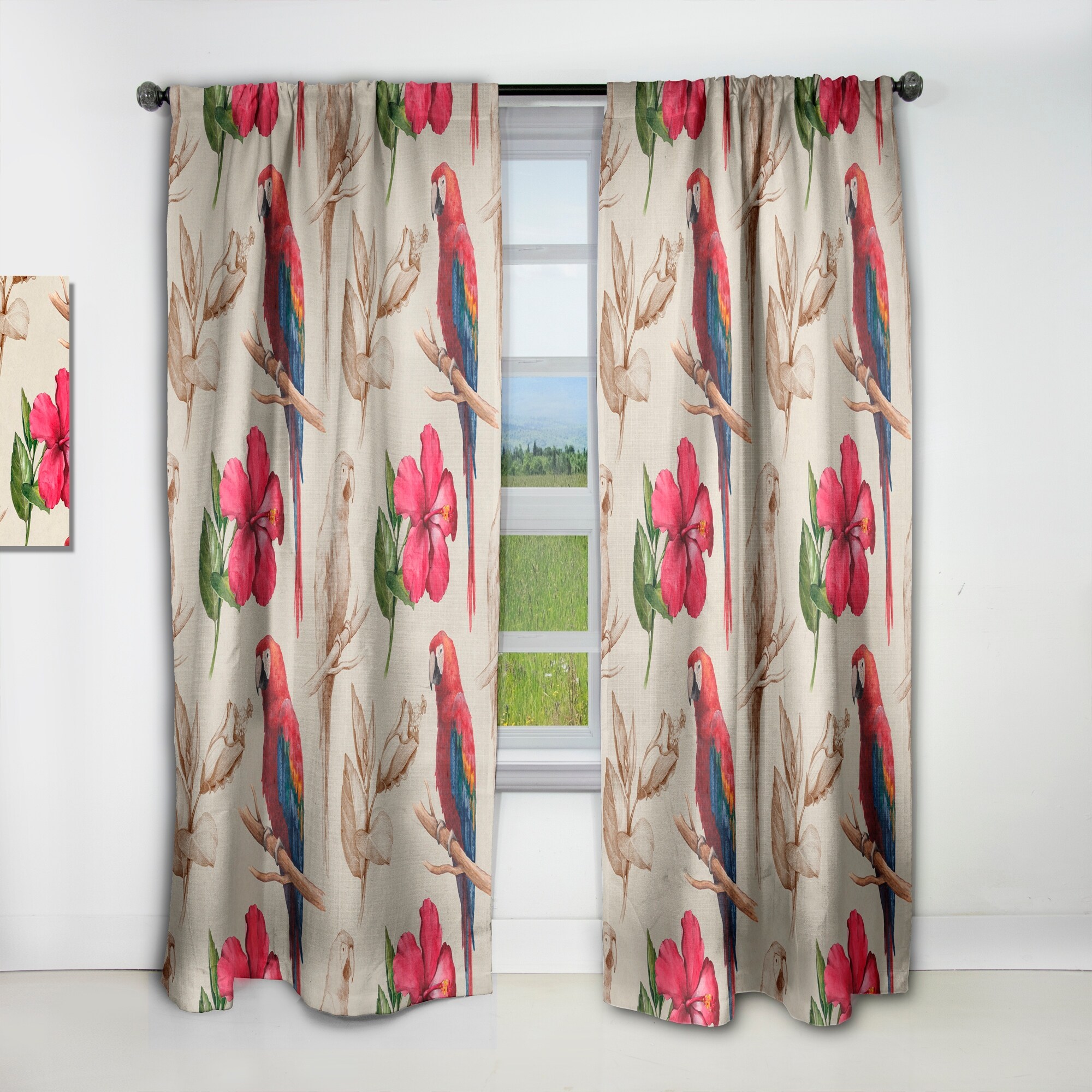 Botanical Bliss Multi Colour Red Floral Blackout Curtains