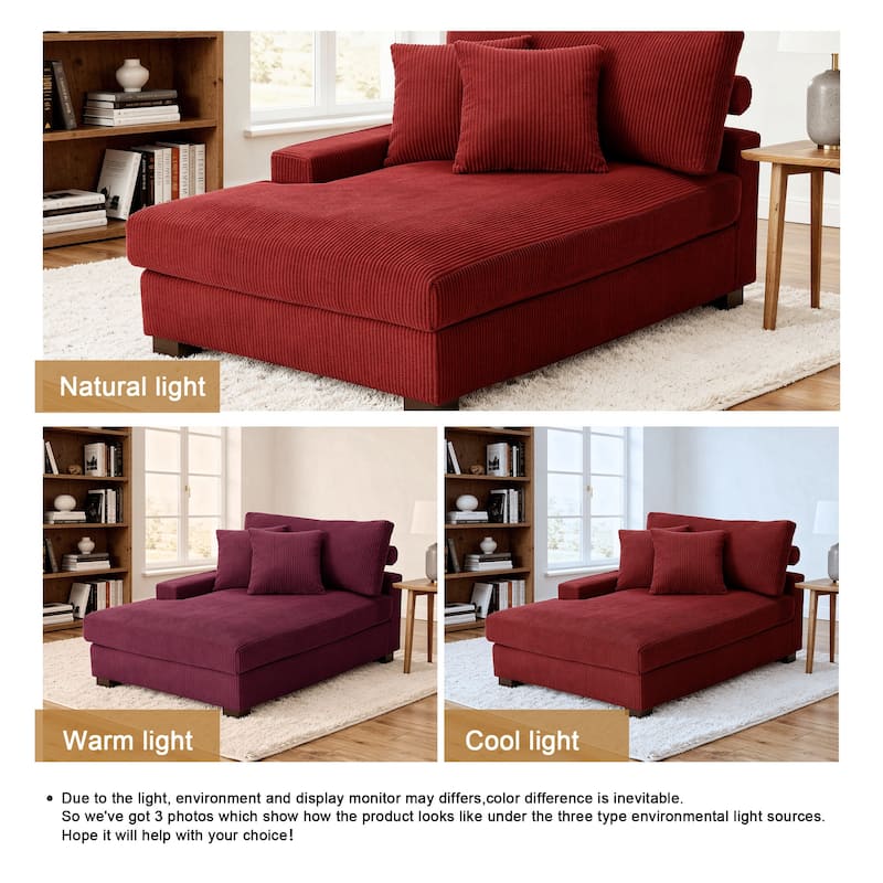 Corduroy Chaise Lounge Chair Upholstered Indoor Lounger Sofa