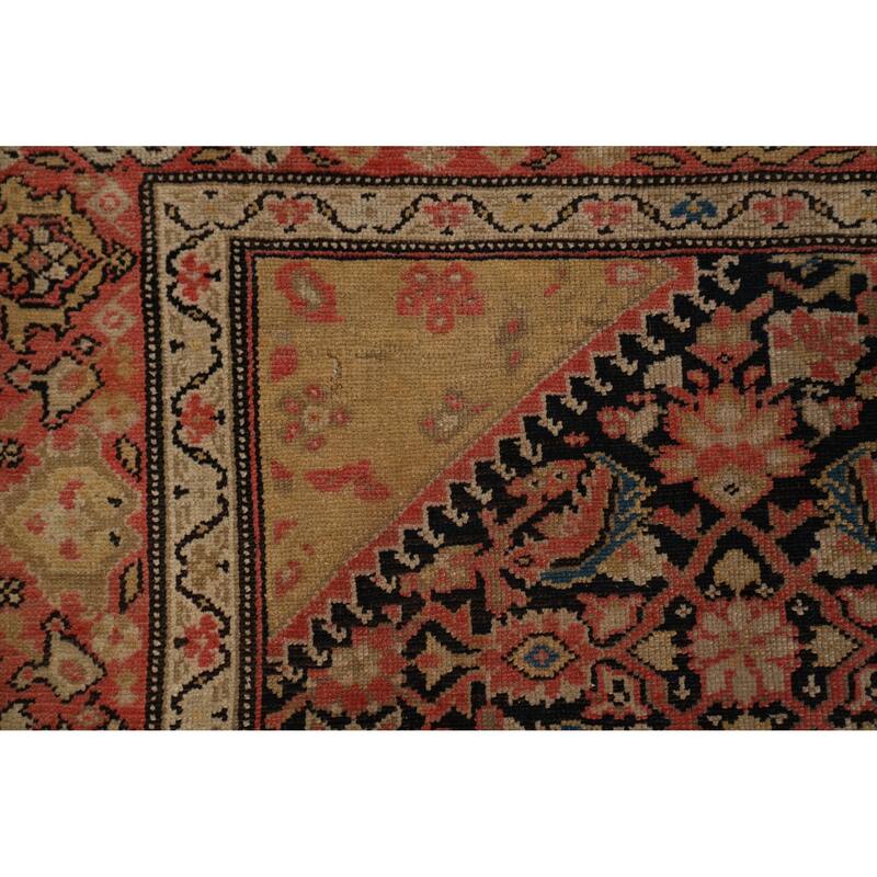 Hand Knotted Oriental 100% Wool Carpet Traditional Geometric Black Malayer Area Rug - 6' 5'' X 4' 5''