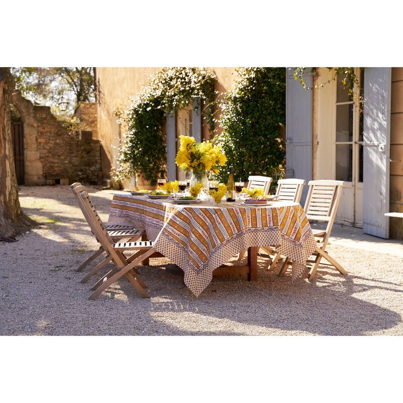 Couleur Nature Provence Avignon Tablecloth - Dijon/Blue - 71" x 106" - 71" x 106"