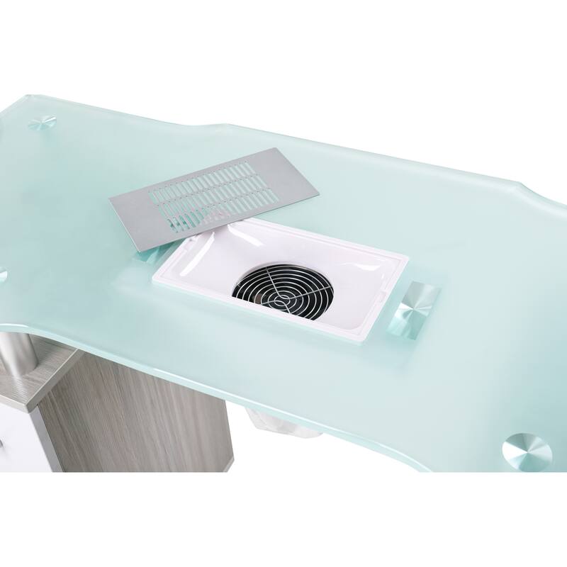 Manicure Table GLASGLOW Light Wood Salon Nail Table Salon Furniture - N/A