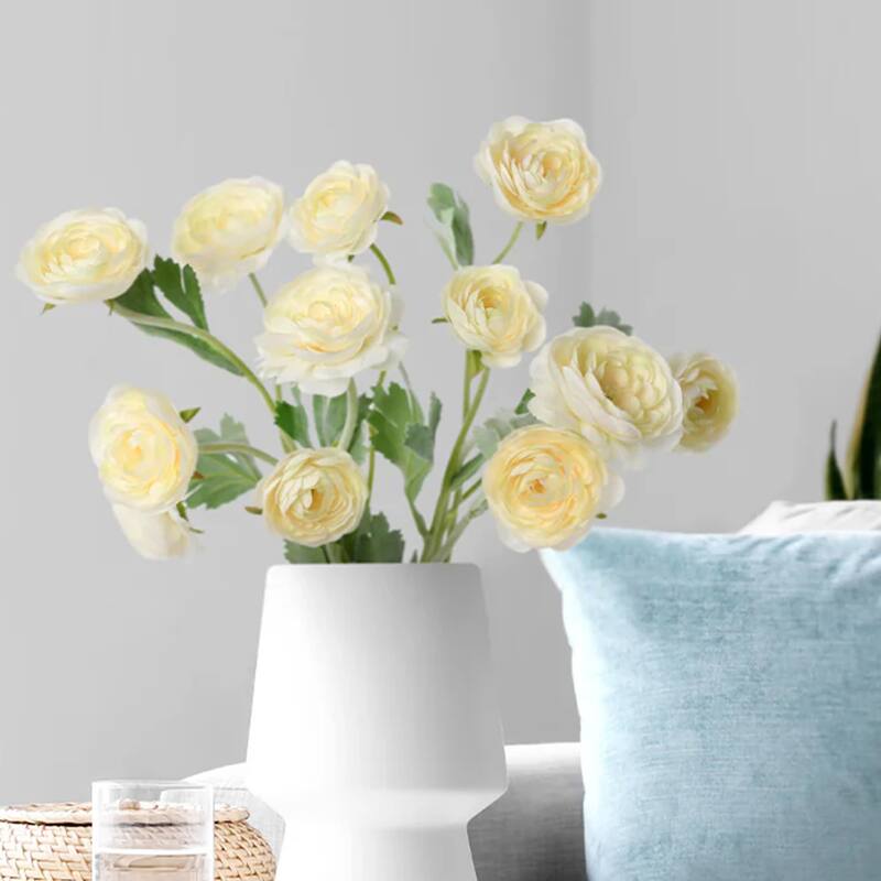 Silk Decorative Artificial Ranunculus Flower(Pack of 1 Branch)