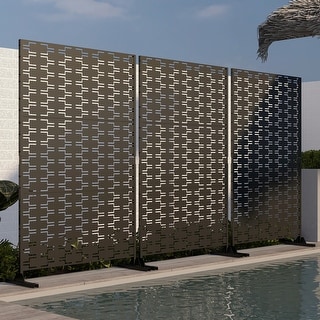 Outdoor Privacy Screen with Stand for Patio Garden Metal Fence