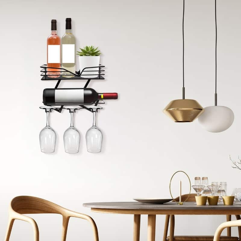 Wall Mounted Wine Rack - 10.4"D x4.1"W x 9.5"H