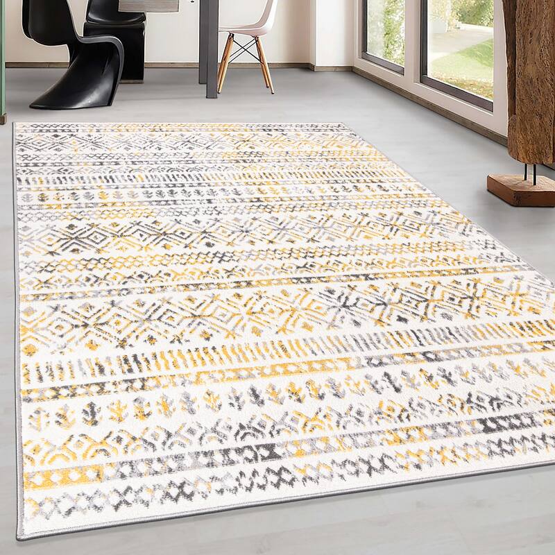 World Rug Gallery Distressed Boho Geometric Modern Area Rug