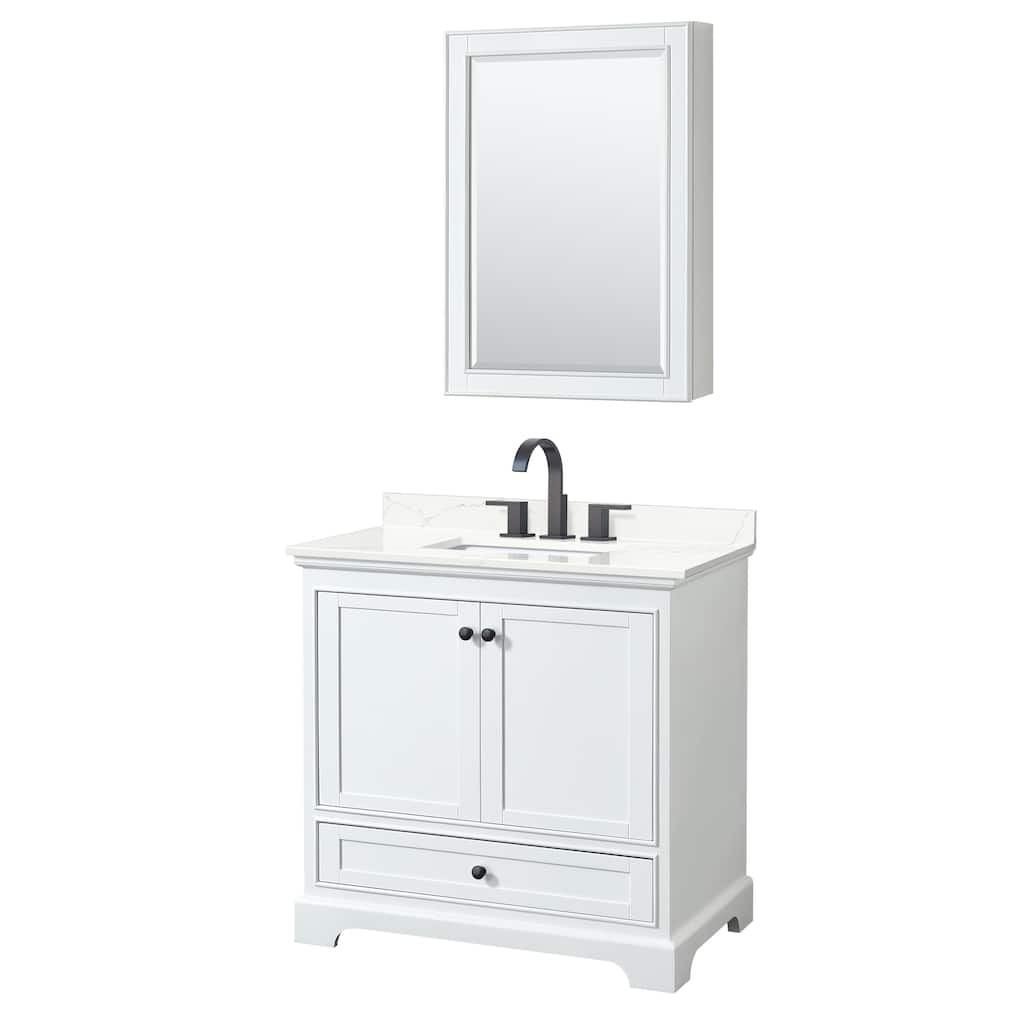 Deborah 36-inch Single Vanity, Quartz Top, Medicine Cabinet