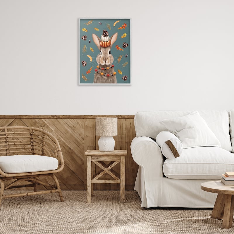 Stupell Festive Autumnal Hare Framed Giclee Art Design By Elizabeth Tyndall