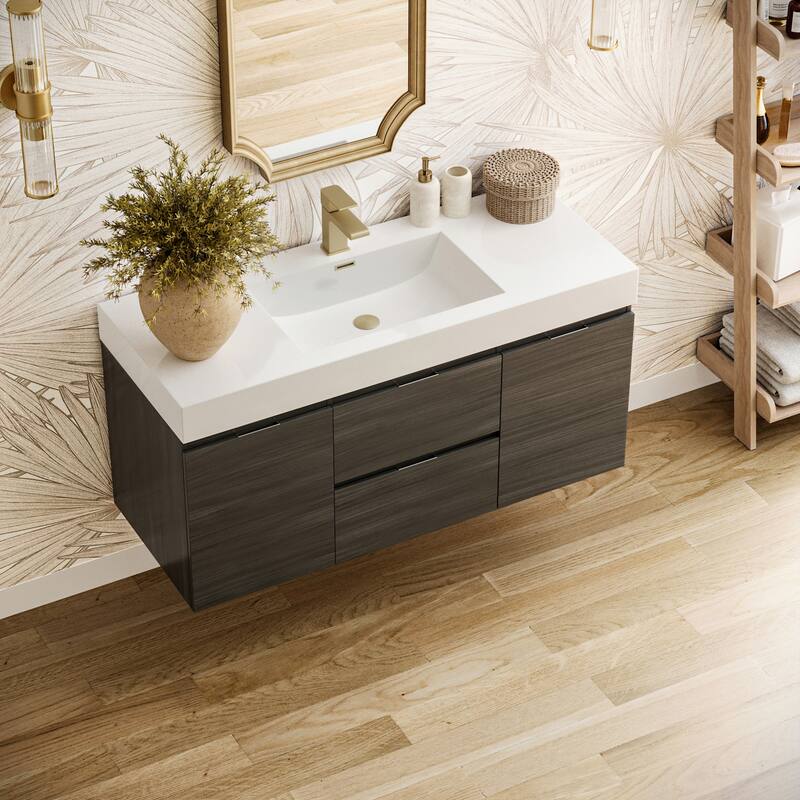 Fresca Senza 48" Wall Mounted / Floating Single Vanity Set with Wood