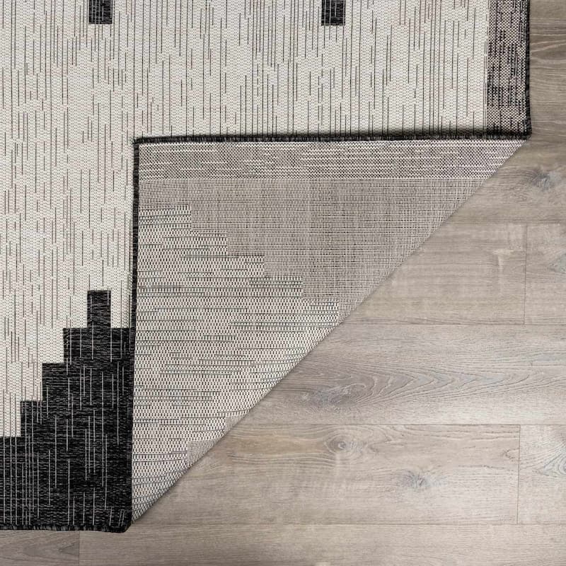 Hauteloom Caluya Living Room, Bedroom Patio Outdoor Area Rug - Blue, Gray, Navy - 2' x 2'11"