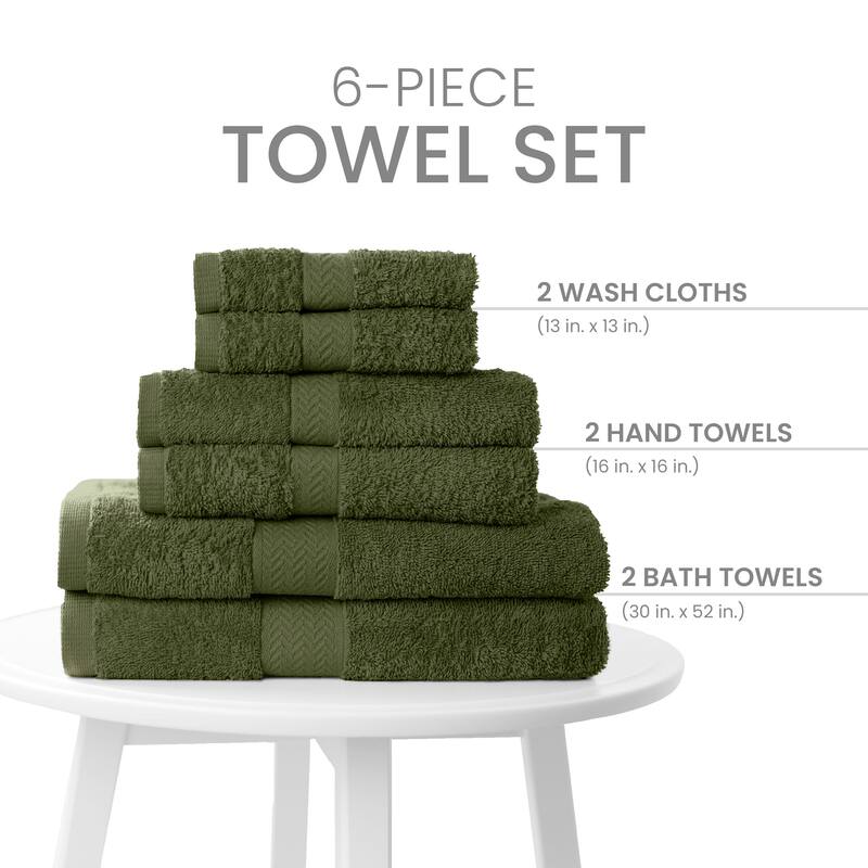Martex 6 PC 100% Ringspun Cotton Towel Set Highly Absorbent & Soft
