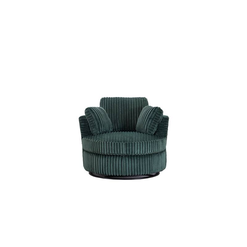 Corduroy 360° Swivel Barrel Chair with 4 Pillows and 400lb Weight Capacity