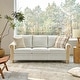 preview thumbnail 1 of 22, Zalma 81"W Farmhouse Nailhead Trimed Textured Striped Linen Sofa with Rolled Arms and Solid Wood Spindle Legs by HULALA HOME Blue Stripe
