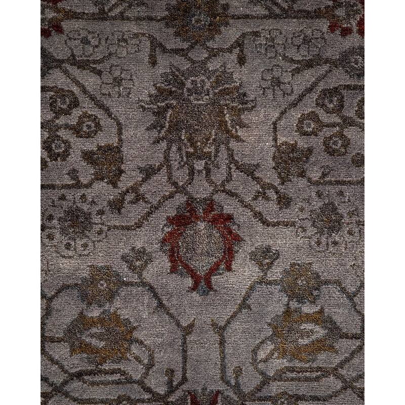 Overton Hand Knotted Wool Vintage Inspired Modern Contemporary Overdyed Gray Area Rug - 7' 10" x 8' 2"