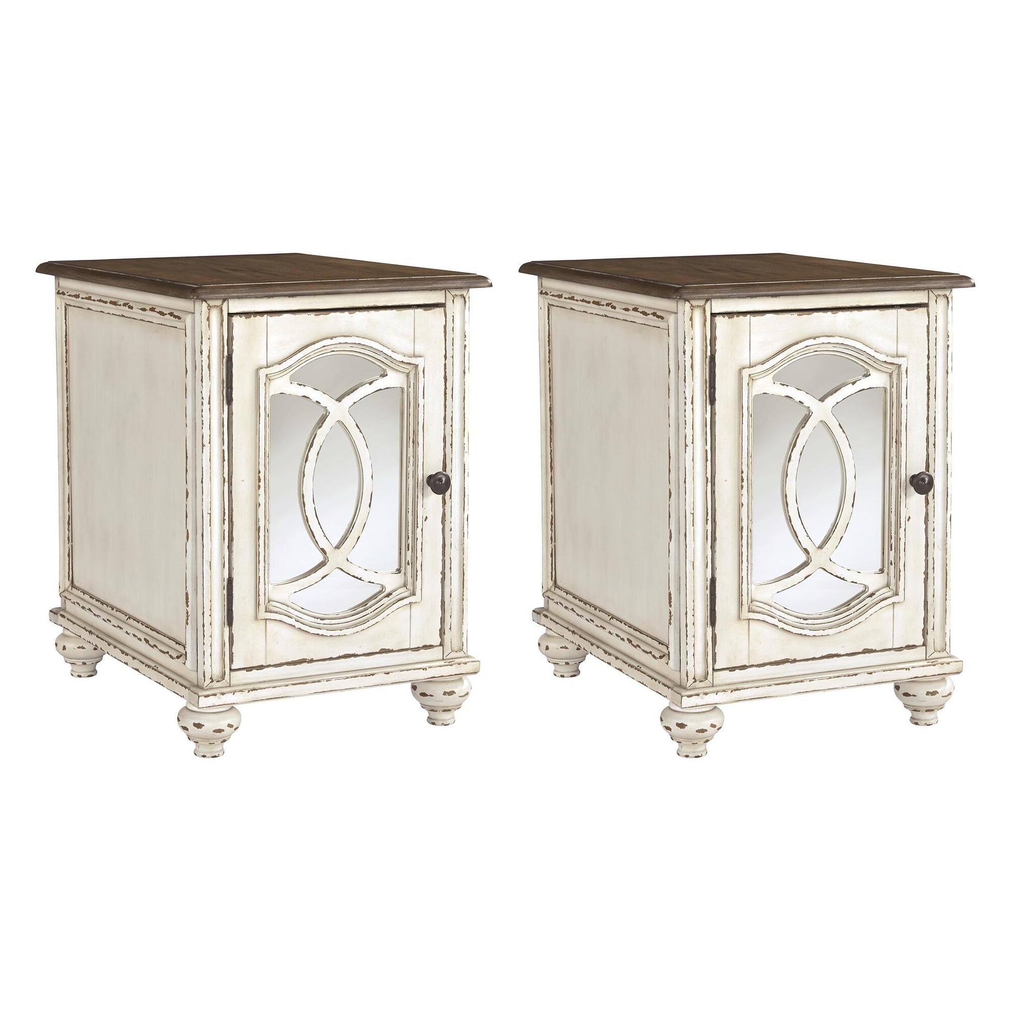 Signature Design by Ashley Realyn White/Brown 2-Piece End Table Package - 18" W x 24.13" D x 25.25" H