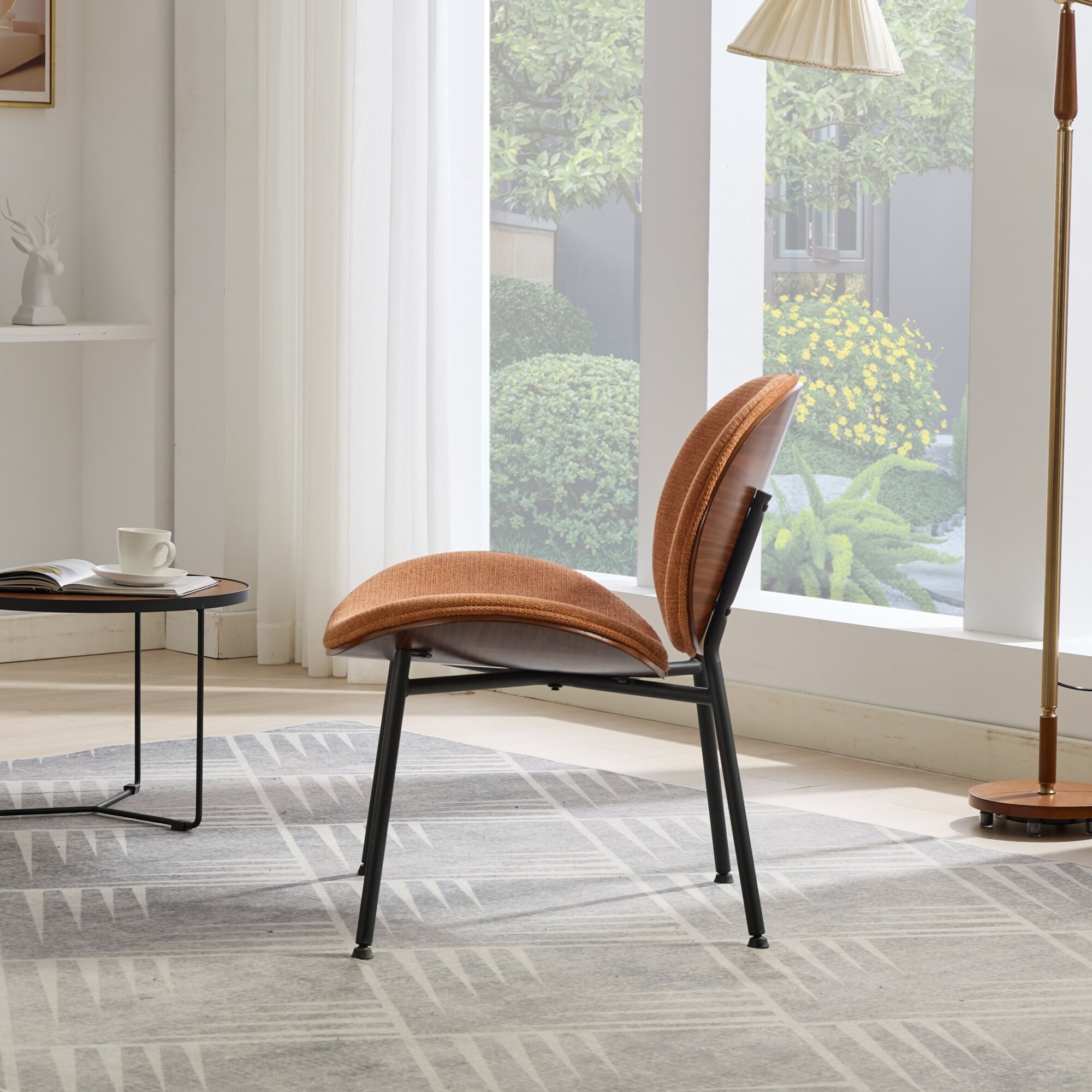 Mid-Century Modern Shell Chair Single Side Chair Tripod,Orange