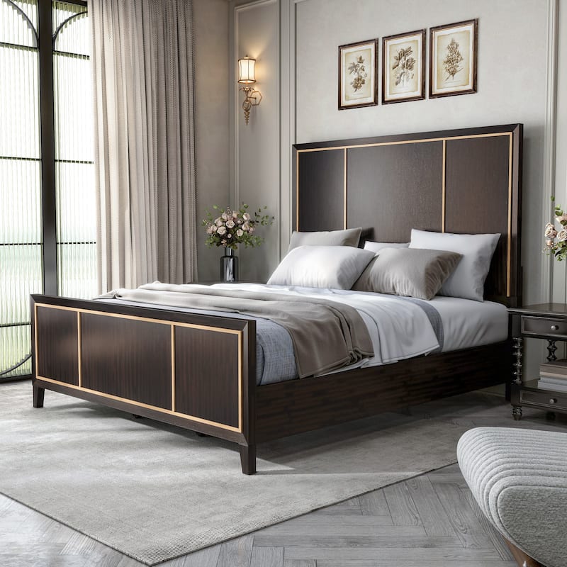 Furniture of America Nyx Modern Espresso Solid Wood Panel Bed