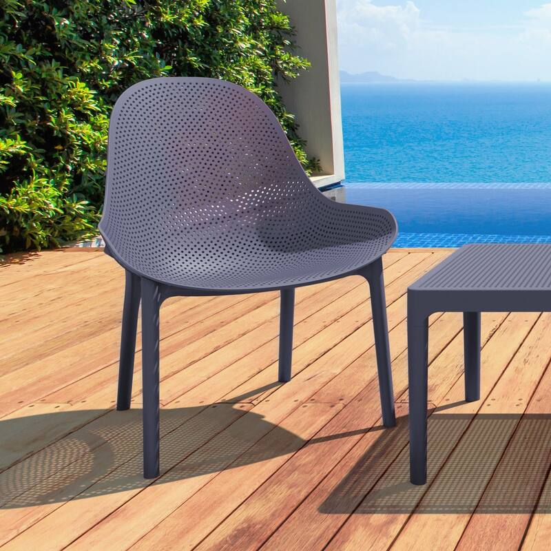 32.75" Dark Gray Solid Patio Lounge Chair