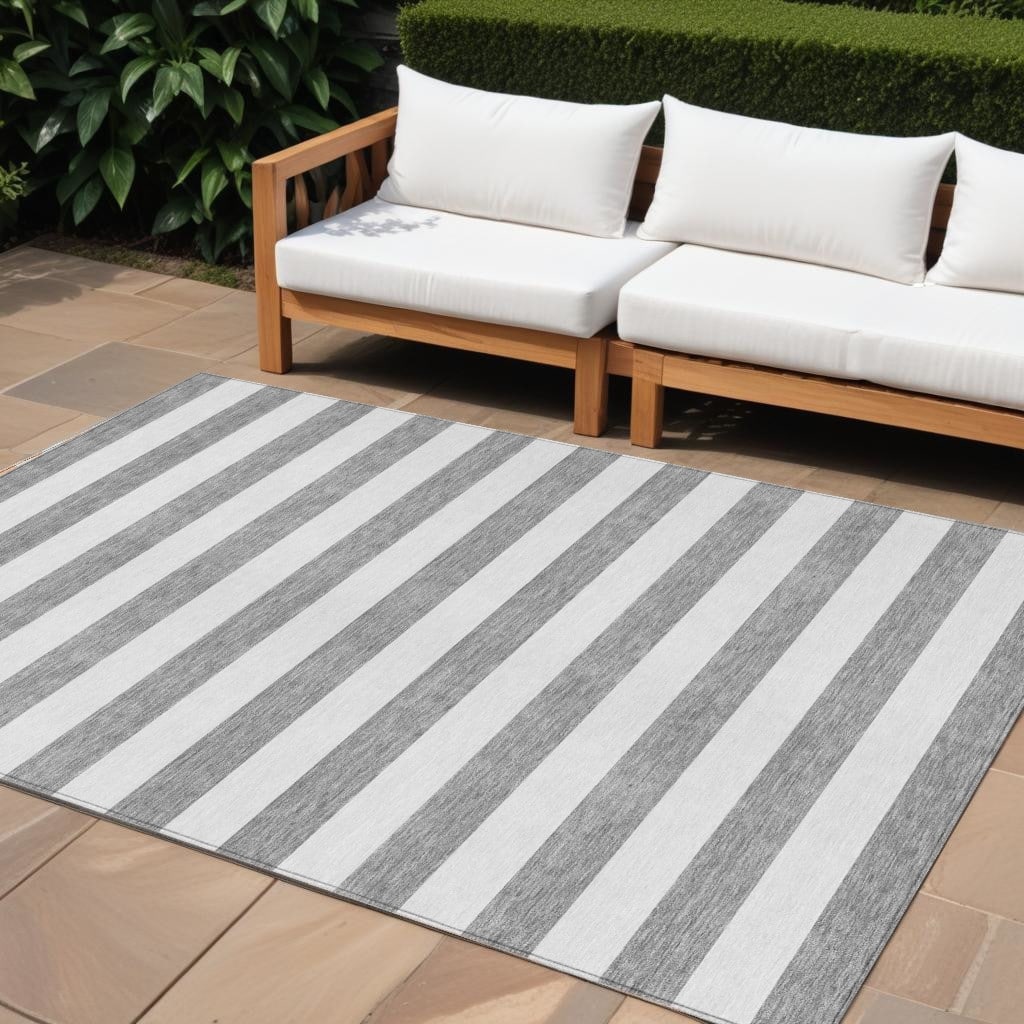 Alnamo Stripe Weather Resistant Versatile Elegance Outdoor Rug - 10' X 14'