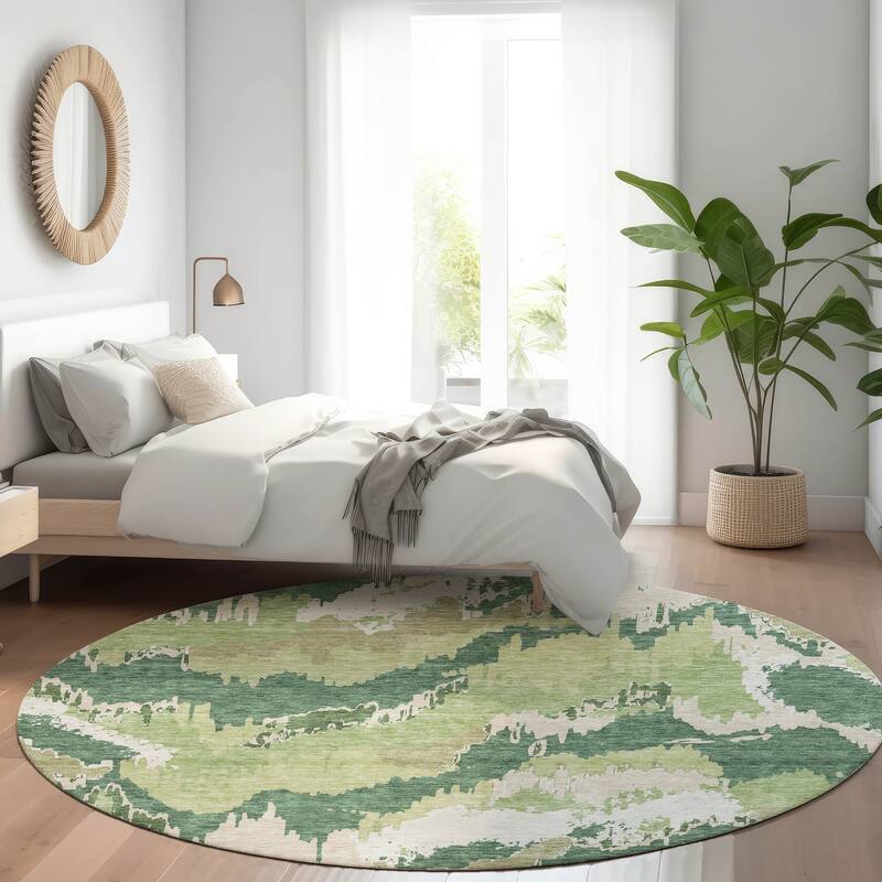 Premium Washable Super Soft Modern Ziggy Mayfield Rug - Green - 8' x 8'