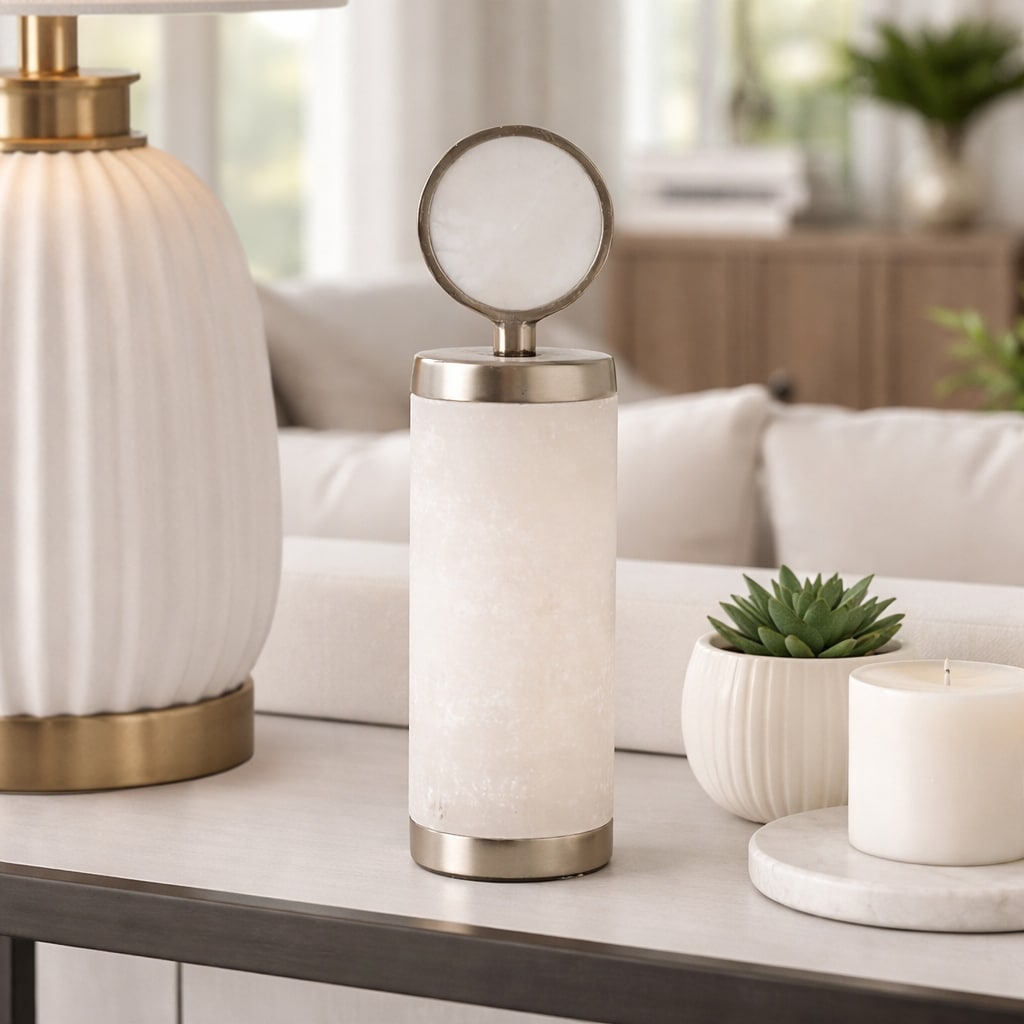 Decorative Object - White Alabaster Stone Abstract