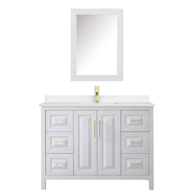 Daria 48-inch Single Vanity, Single Hole Quartz Top, Med Cabinet