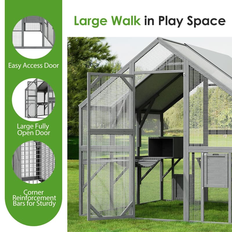Large Outdoor Cat Enclosures with Houses, Bridges, Walks&UV Proof