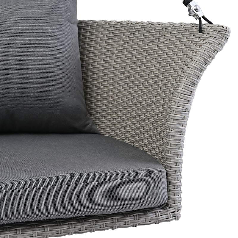 Hanging Chairs Rattan Woven Swing Sofa with Cushion & Adjustable Ropes