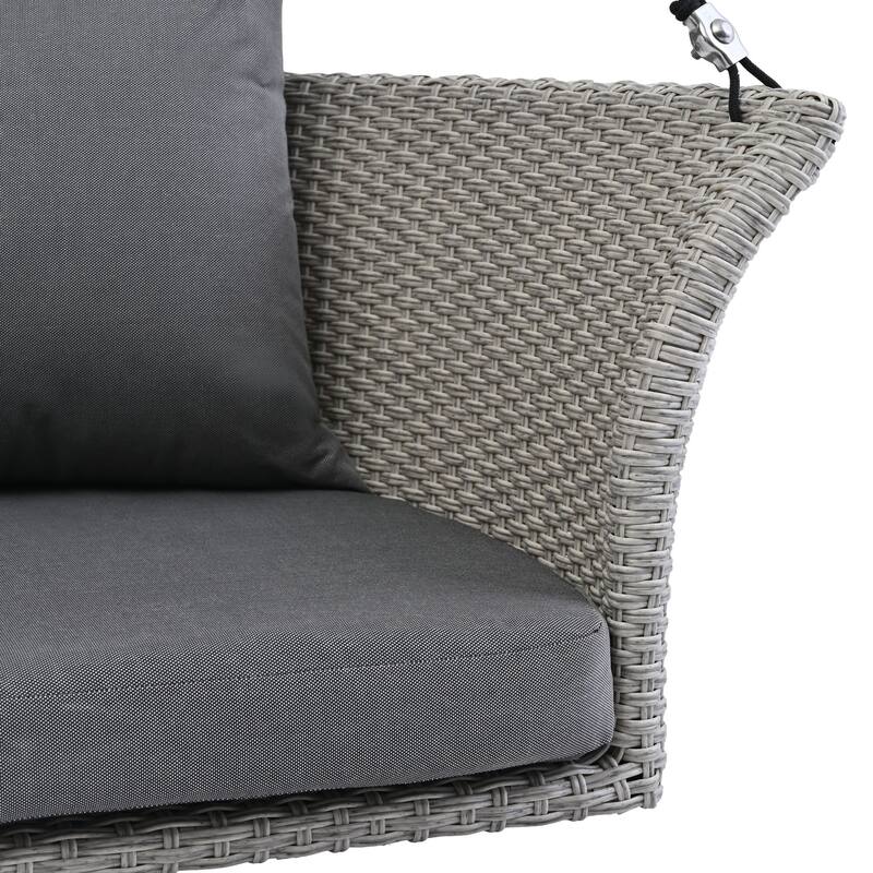Wicker Hanging Swing Chair for 2 with Includes Cushion and Pillows,Adjustable Ropes-500lb Capacity