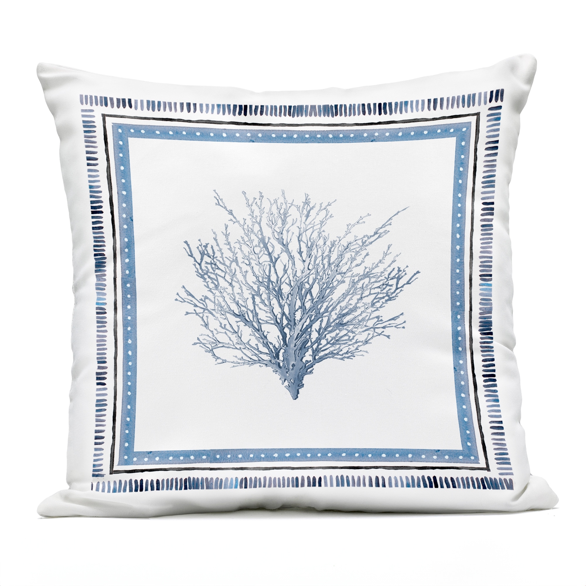 Stupell Coastal Teal Coral Bordered Printed Outdoor Throw Pillow Design by Lanie Loreth