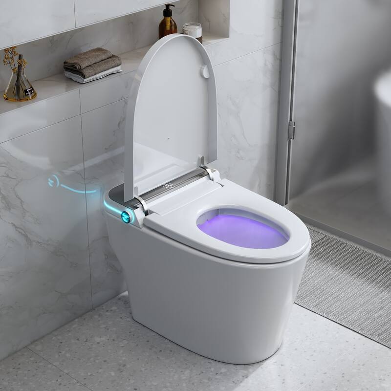 Yulika Elongated Smart Toilet Bidet Toilet with Heated Seat Bidet Seats Auto Open Auto Flush