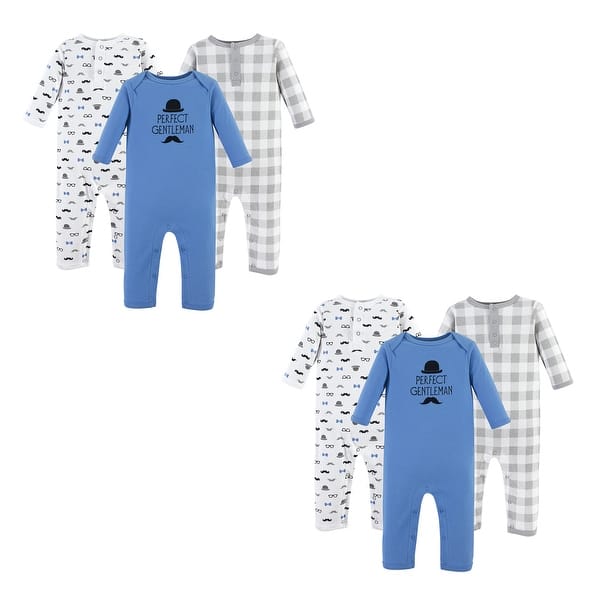 slide 1 of 1, Hudson Baby Infant Boy Cotton Coveralls, Perfect Gentleman 6-Piece 0 - 3 Months - Blue