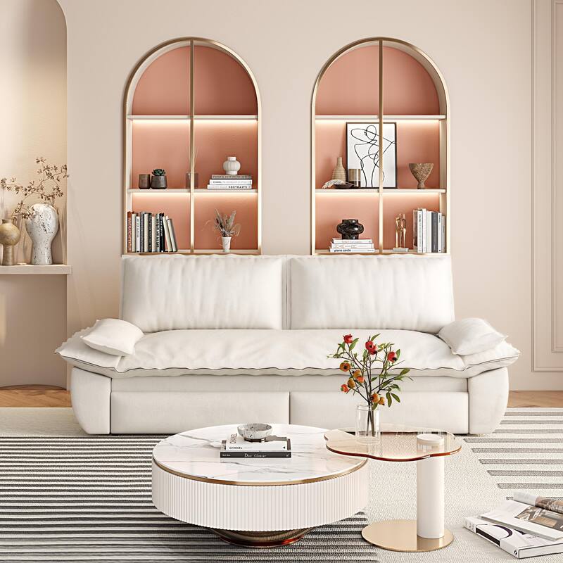 3-in-1 Convertible Sleeper Sofa Loveseat with 2 Soft Pillows, Pull-Out Sofa Bed, Chaise Lounge Sofa for Living Room