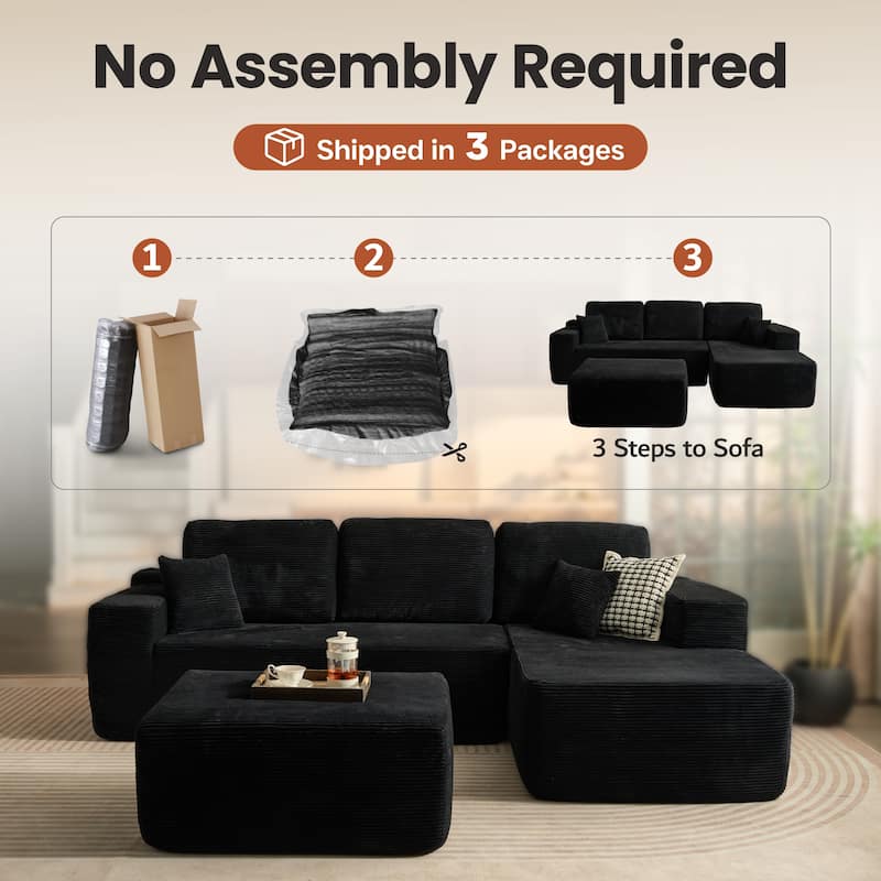 ​​OVIOS Lazy Chaise Lounge Sofa with Ottoman​