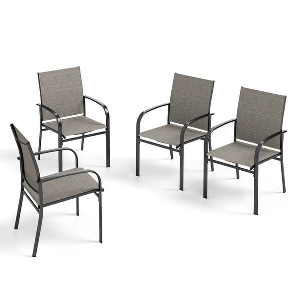 slide 2 of 4, MAISON ARTS 4/6 Pieces Patio Dining Chairs, 3-Color Outdoor Textilene Dining Chairs Brown-4 Pieces