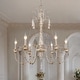 preview thumbnail 2 of 26, The Gray Barn Farmhouse Wood Chandelier French Country Classic Lights for Dining Room 6-light D 29" x H 37.5"