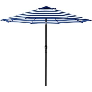 Overstockdavee Furniture 9 Feet Blue White Strip Patio Umbrella With Tilt And Crank Black White Striped Patio Umbrella With Crank Dailymail