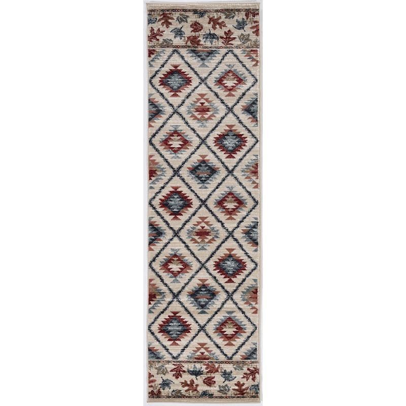 Porch & Den Worcester Ivory Southwestern Rug - 2' x 7'7" Runner - Ivory