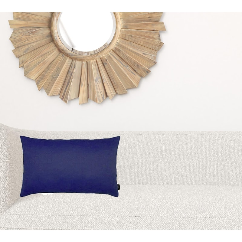 Set Of Two 12" X 20" Sapphire Blue Polyester Zippered Pillow Cover