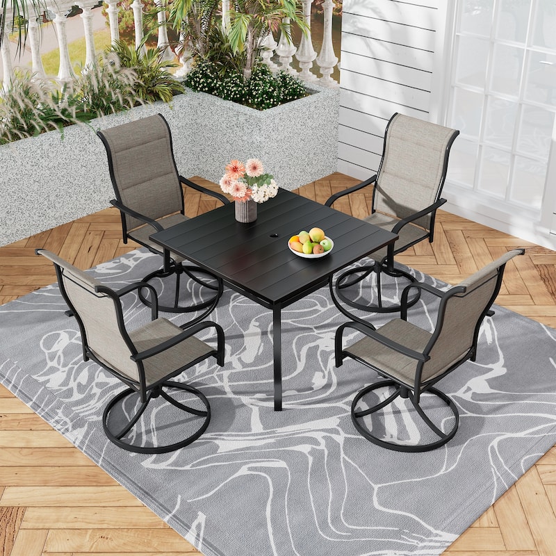 5 Pieces Outdoor Dining Set with 1 Square Table